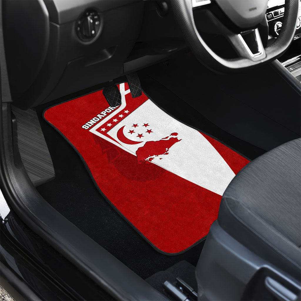 Singapore Merlion Car Mats National Flag Day Patriotic Crescent Moon And Stars