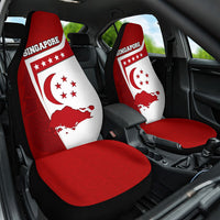 Singapore Merlion Car Seat Cover National Flag Day Patriotic Crescent Moon And Stars