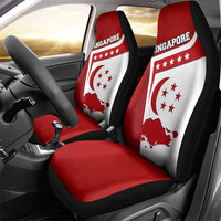 Singapore Merlion Car Seat Cover National Flag Day Patriotic Crescent Moon And Stars