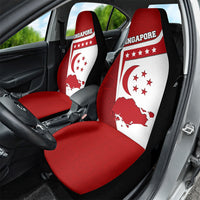 Singapore Merlion Car Seat Cover National Flag Day Patriotic Crescent Moon And Stars
