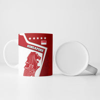 Singapore Merlion Ceramic Mug National Flag Day Patriotic Crescent Moon And Stars
