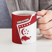 Singapore Merlion Ceramic Mug National Flag Day Patriotic Crescent Moon And Stars
