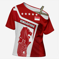 Singapore Merlion Cross Shoulder Shirt National Flag Day Patriotic Crescent Moon And Stars