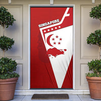 Singapore Merlion Door Cover National Flag Day Patriotic Crescent Moon And Stars