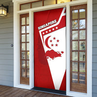 Singapore Merlion Door Cover National Flag Day Patriotic Crescent Moon And Stars
