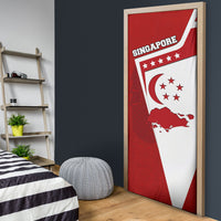 Singapore Merlion Door Cover National Flag Day Patriotic Crescent Moon And Stars