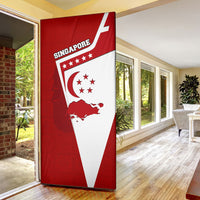 Singapore Merlion Door Cover National Flag Day Patriotic Crescent Moon And Stars