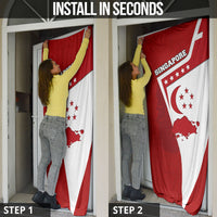 Singapore Merlion Door Cover National Flag Day Patriotic Crescent Moon And Stars