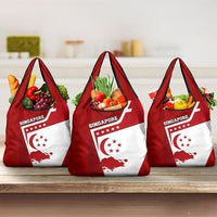 Singapore Merlion Grocery Bag National Flag Day Patriotic Crescent Moon And Stars