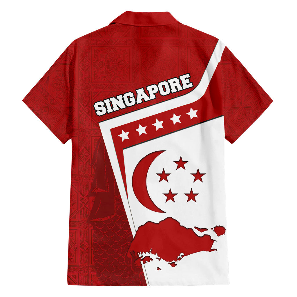 Singapore Merlion Hawaiian Shirt National Flag Day Patriotic Crescent Moon And Stars
