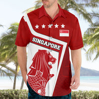 Singapore Merlion Hawaiian Shirt National Flag Day Patriotic Crescent Moon And Stars