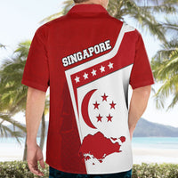 Singapore Merlion Hawaiian Shirt National Flag Day Patriotic Crescent Moon And Stars