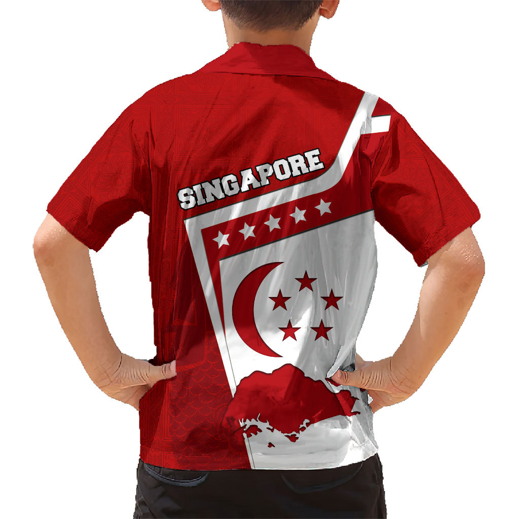 Singapore Merlion Hawaiian Shirt National Flag Day Patriotic Crescent Moon And Stars