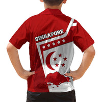 Singapore Merlion Hawaiian Shirt National Flag Day Patriotic Crescent Moon And Stars