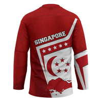 Singapore Merlion Hockey Jersey National Flag Day Patriotic Crescent Moon And Stars