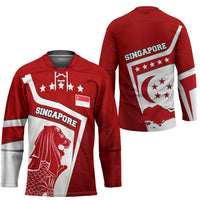 Singapore Merlion Hockey Jersey National Flag Day Patriotic Crescent Moon And Stars
