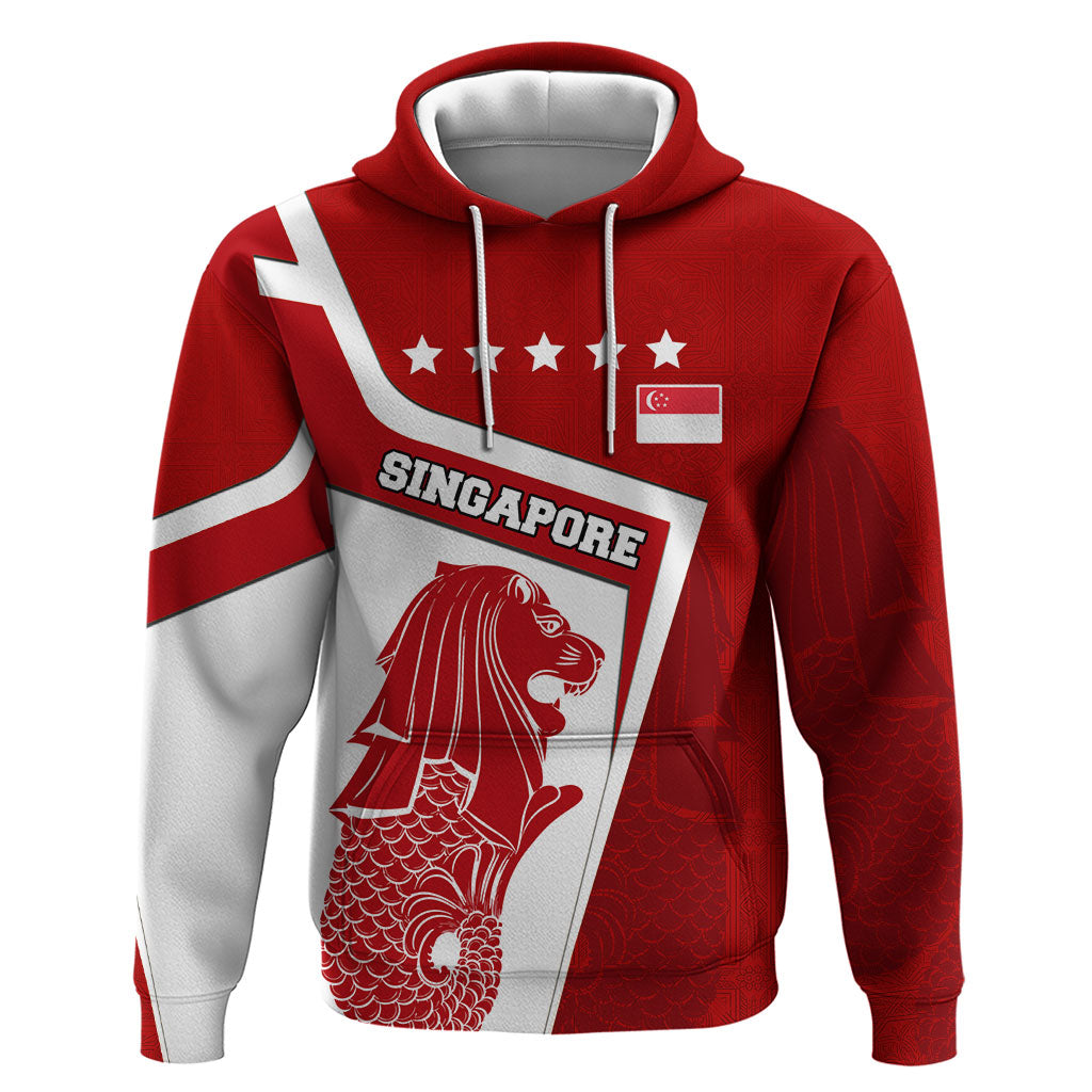 Singapore Merlion Hoodie National Flag Day Patriotic Crescent Moon And Stars