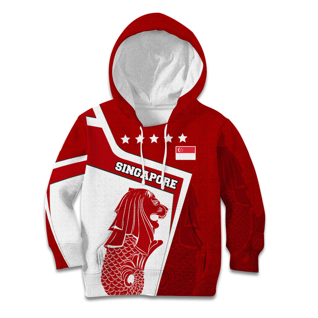 Singapore Merlion Kid Hoodie National Flag Day Patriotic Crescent Moon And Stars