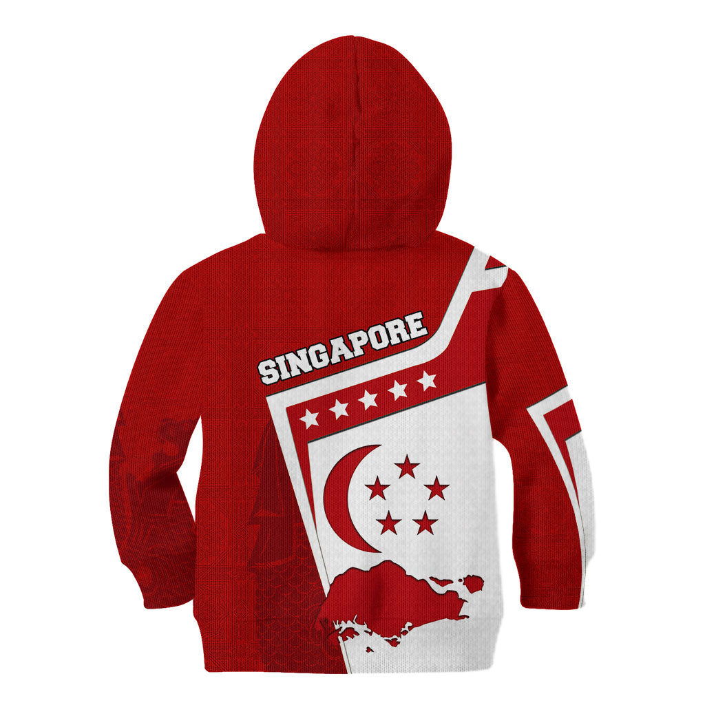 Singapore Merlion Kid Hoodie National Flag Day Patriotic Crescent Moon And Stars
