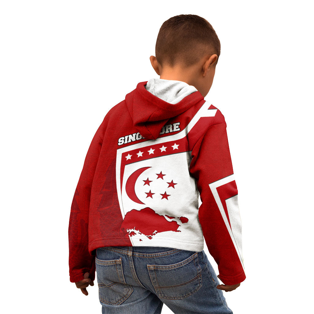 Singapore Merlion Kid Hoodie National Flag Day Patriotic Crescent Moon And Stars