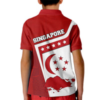 Singapore Merlion Kid Polo Shirt National Flag Day Patriotic Crescent Moon And Stars