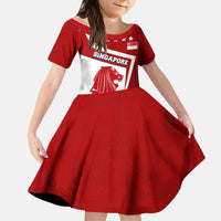 Singapore Merlion Kid Short Sleeve Dress National Flag Day Patriotic Crescent Moon And Stars