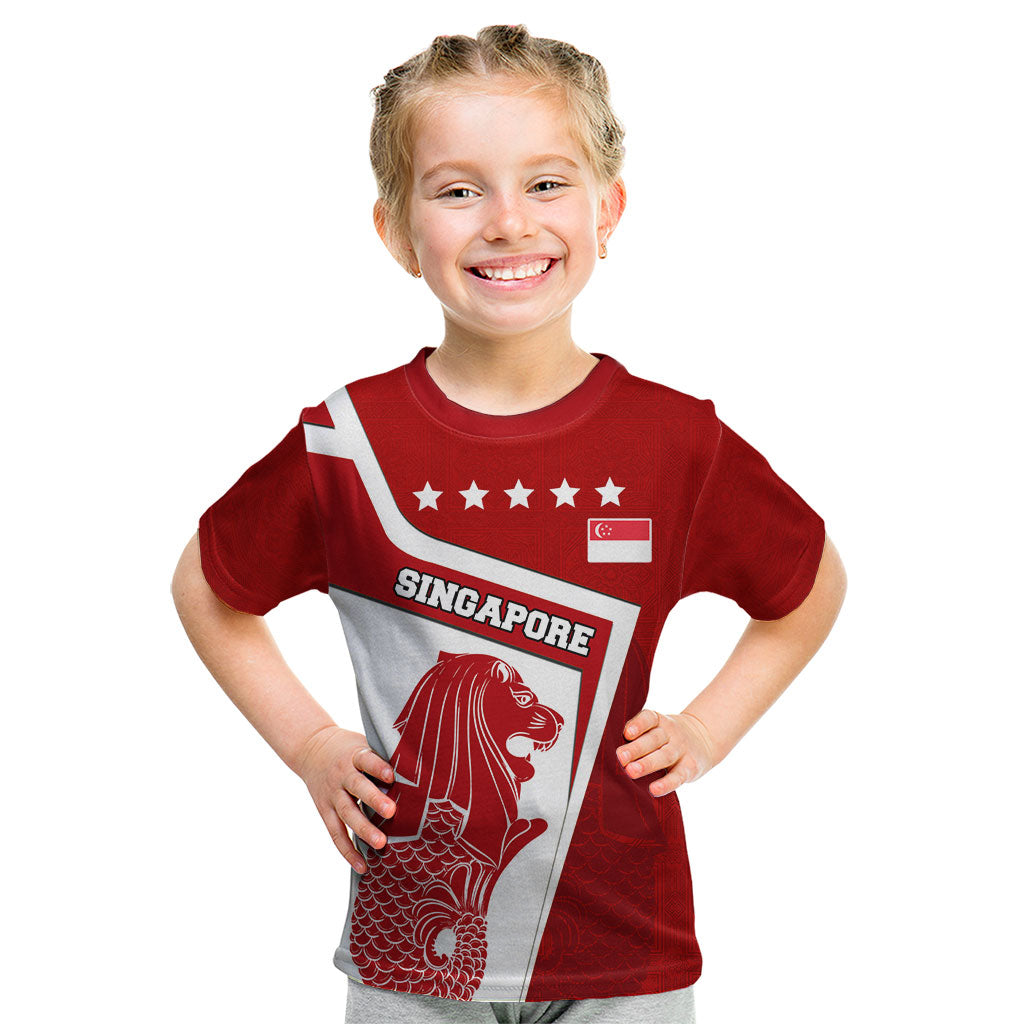 Singapore Merlion Kid T Shirt National Flag Day Patriotic Crescent Moon And Stars