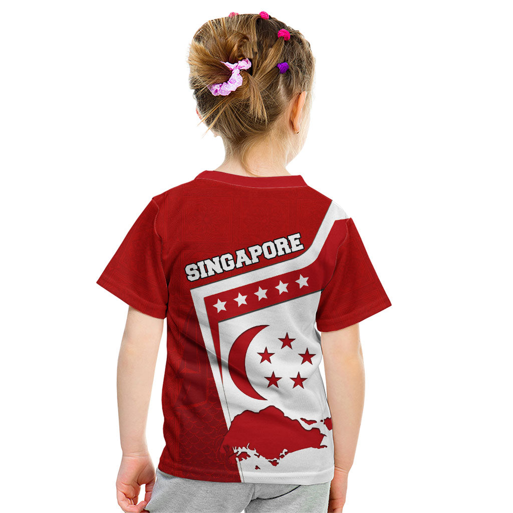 Singapore Merlion Kid T Shirt National Flag Day Patriotic Crescent Moon And Stars