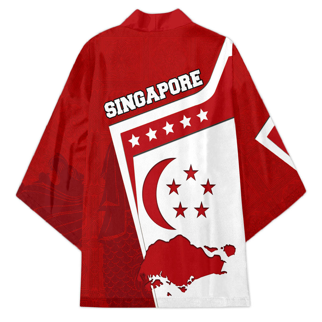 Singapore Merlion Kimono National Flag Day Patriotic Crescent Moon And Stars
