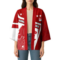 Singapore Merlion Kimono National Flag Day Patriotic Crescent Moon And Stars