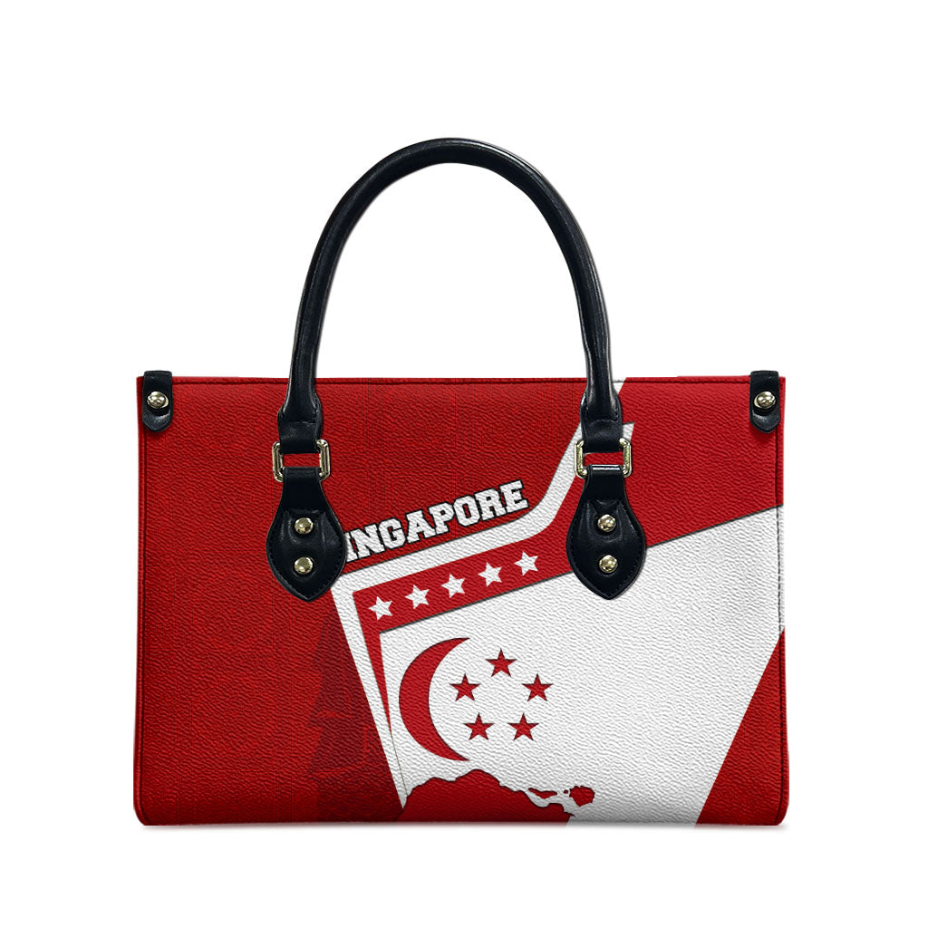 Singapore Merlion Leather Bag National Flag Day Patriotic Crescent Moon And Stars