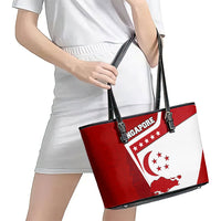 Singapore Merlion Leather Tote Bag National Flag Day Patriotic Crescent Moon And Stars