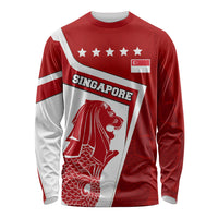 Singapore Merlion Long Sleeve Shirt National Flag Day Patriotic Crescent Moon And Stars