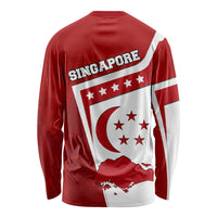Singapore Merlion Long Sleeve Shirt National Flag Day Patriotic Crescent Moon And Stars