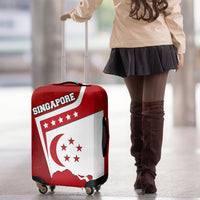Singapore Merlion Luggage Cover National Flag Day Patriotic Crescent Moon And Stars