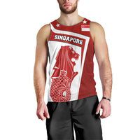 Singapore Merlion Men Tank Top National Flag Day Patriotic Crescent Moon And Stars