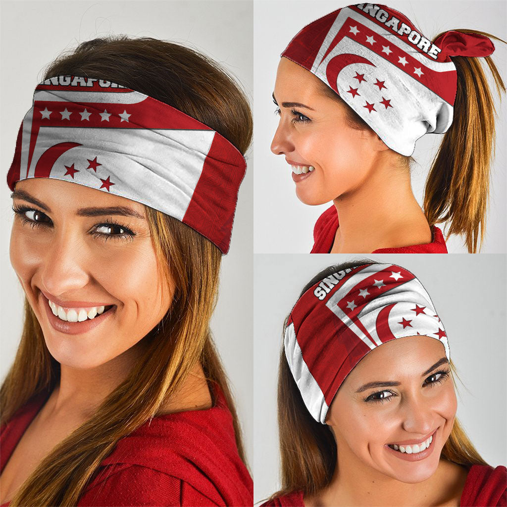 Singapore Merlion Neck Gaiter National Flag Day Patriotic Crescent Moon And Stars