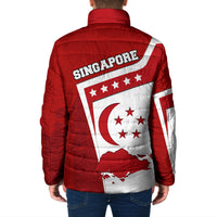 Singapore Merlion Padded Jacket National Flag Day Patriotic Crescent Moon And Stars