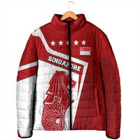 Singapore Merlion Padded Jacket National Flag Day Patriotic Crescent Moon And Stars
