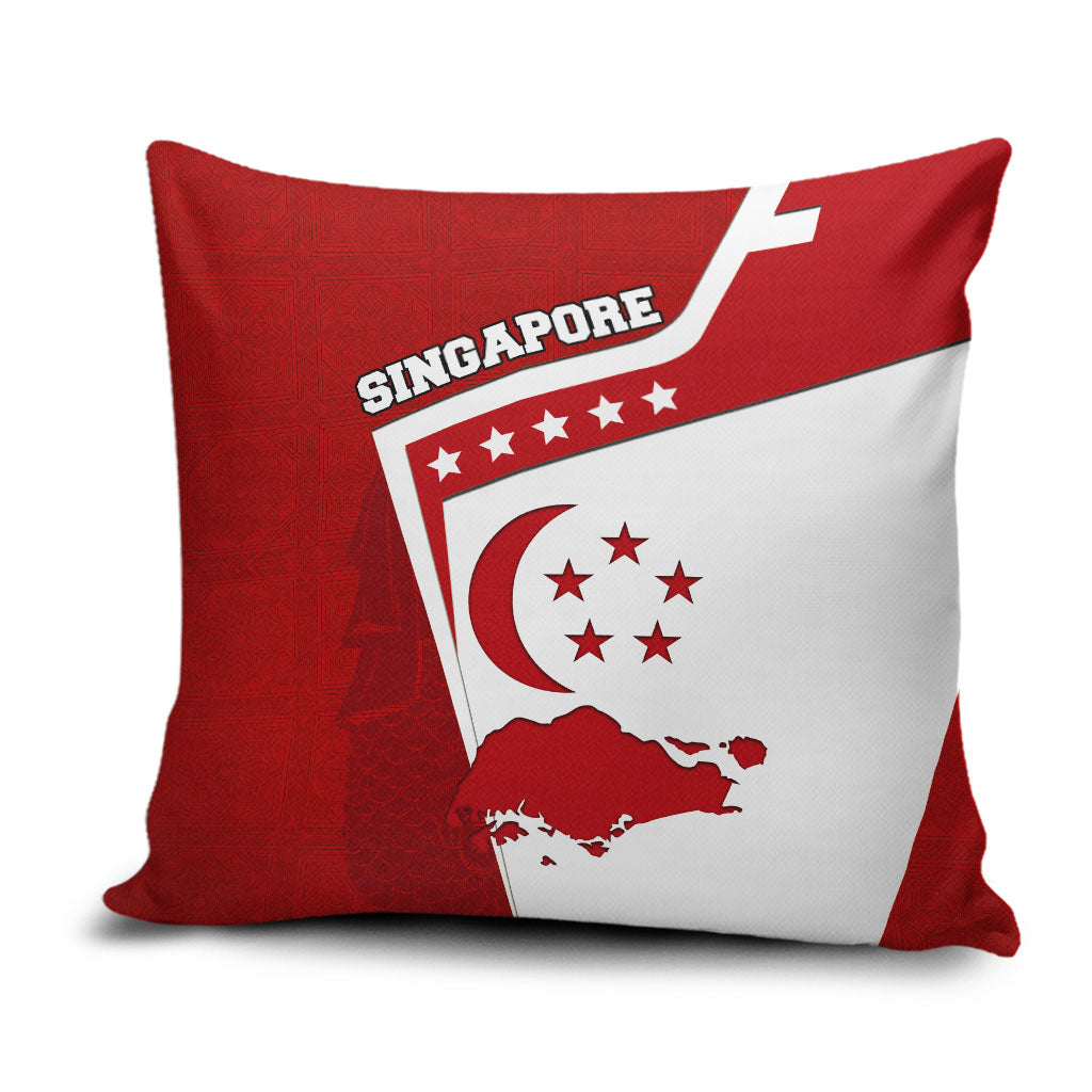 Singapore Merlion Pillow Cover National Flag Day Patriotic Crescent Moon And Stars