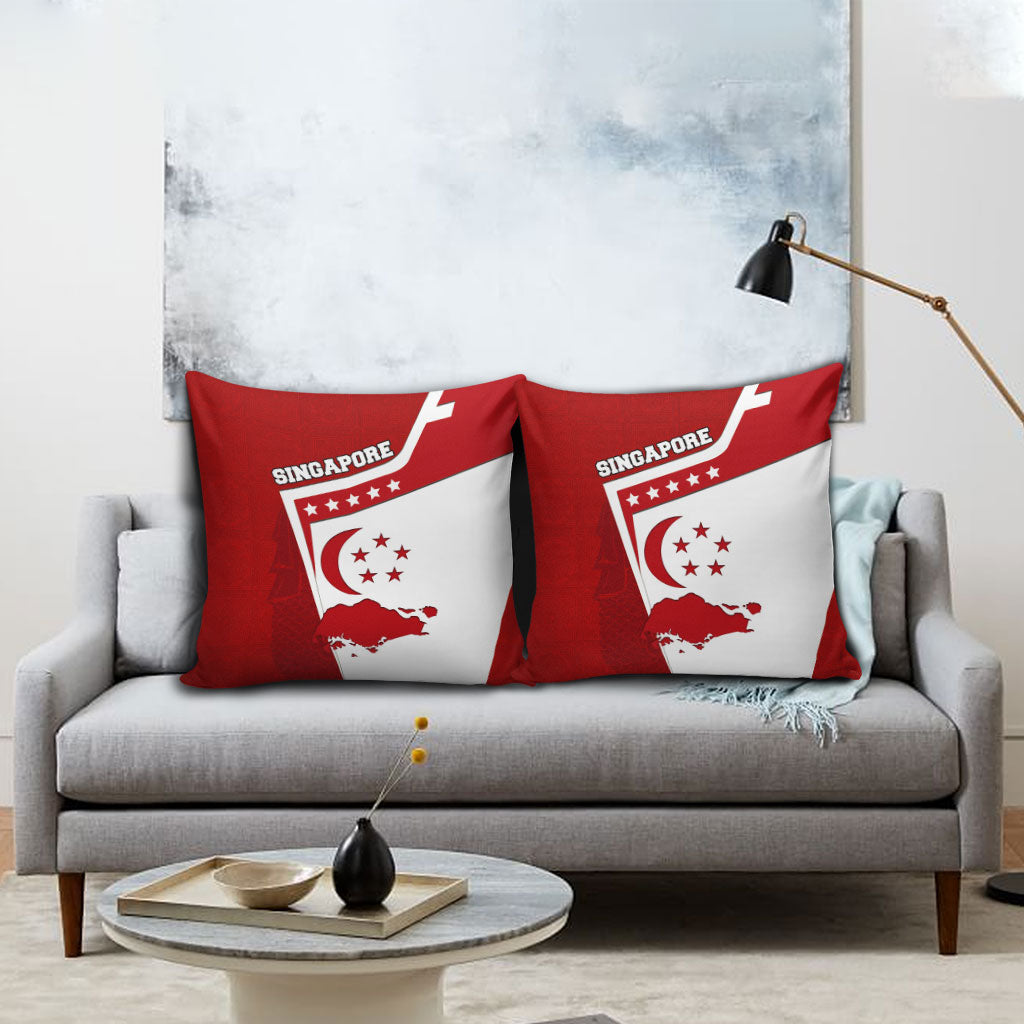 Singapore Merlion Pillow Cover National Flag Day Patriotic Crescent Moon And Stars