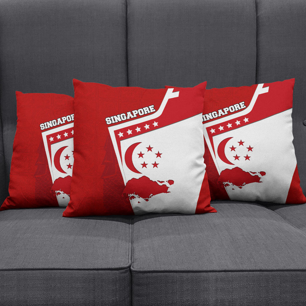 Singapore Merlion Pillow Cover National Flag Day Patriotic Crescent Moon And Stars