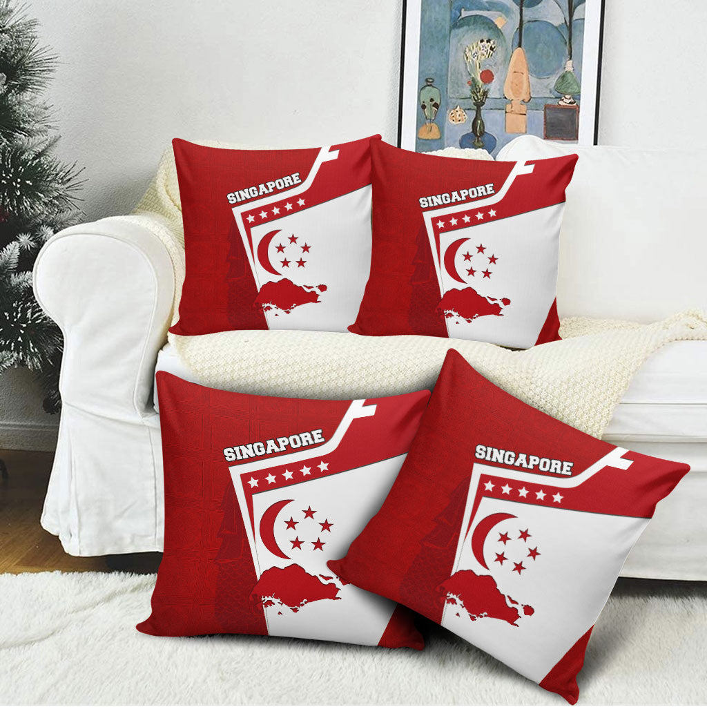Singapore Merlion Pillow Cover National Flag Day Patriotic Crescent Moon And Stars