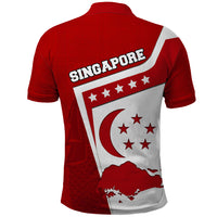 Singapore Merlion Polo Shirt National Flag Day Patriotic Crescent Moon And Stars