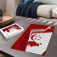 Singapore Merlion Puzzle National Flag Day Patriotic Crescent Moon And Stars