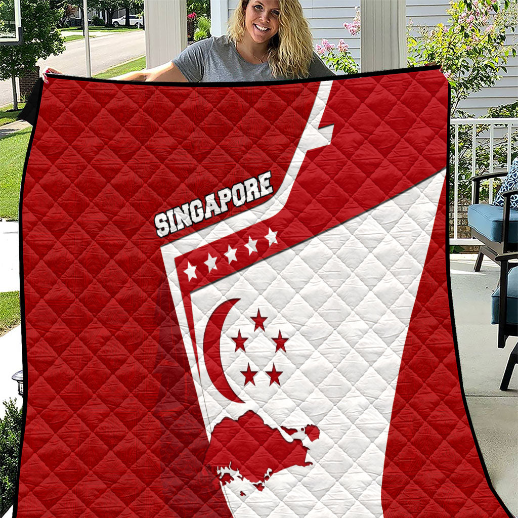 Singapore Merlion Quilt National Flag Day Patriotic Crescent Moon And Stars
