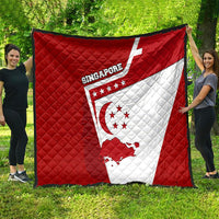 Singapore Merlion Quilt National Flag Day Patriotic Crescent Moon And Stars
