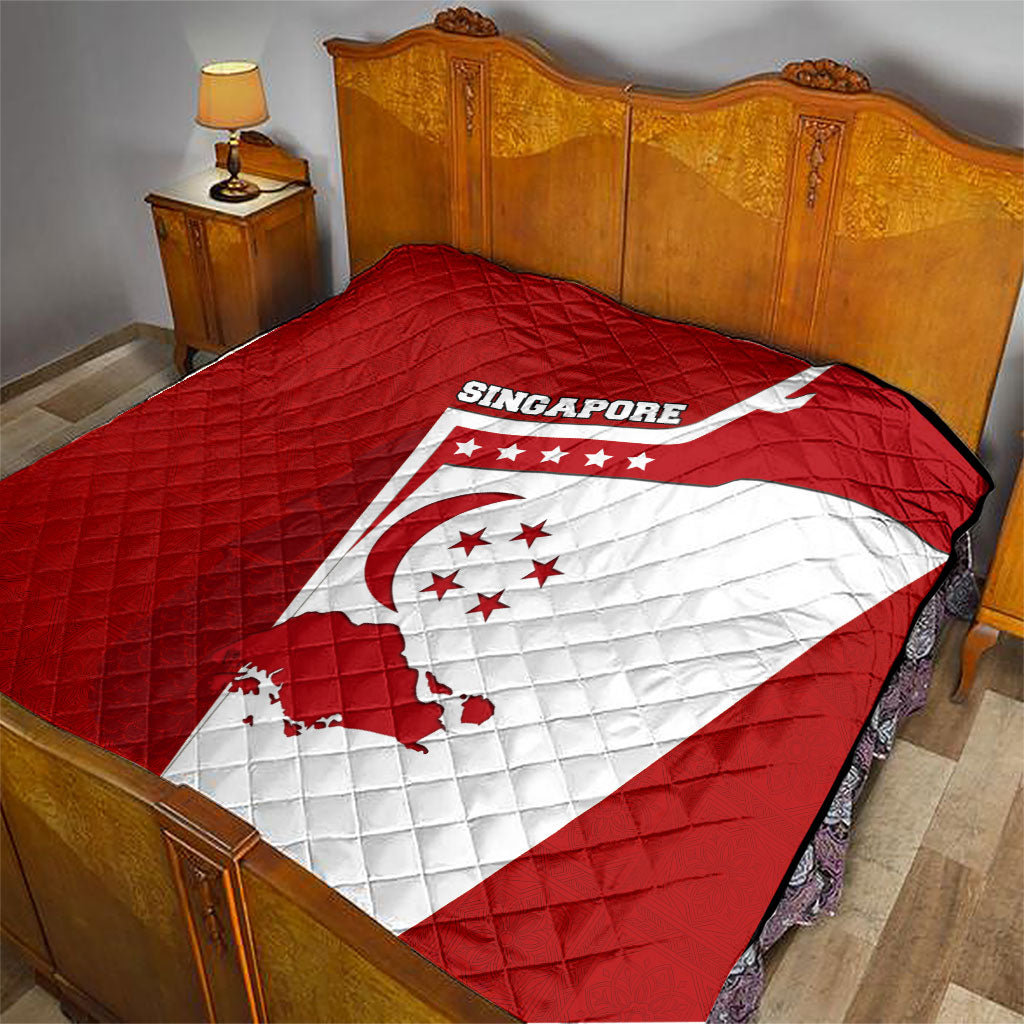 Singapore Merlion Quilt National Flag Day Patriotic Crescent Moon And Stars