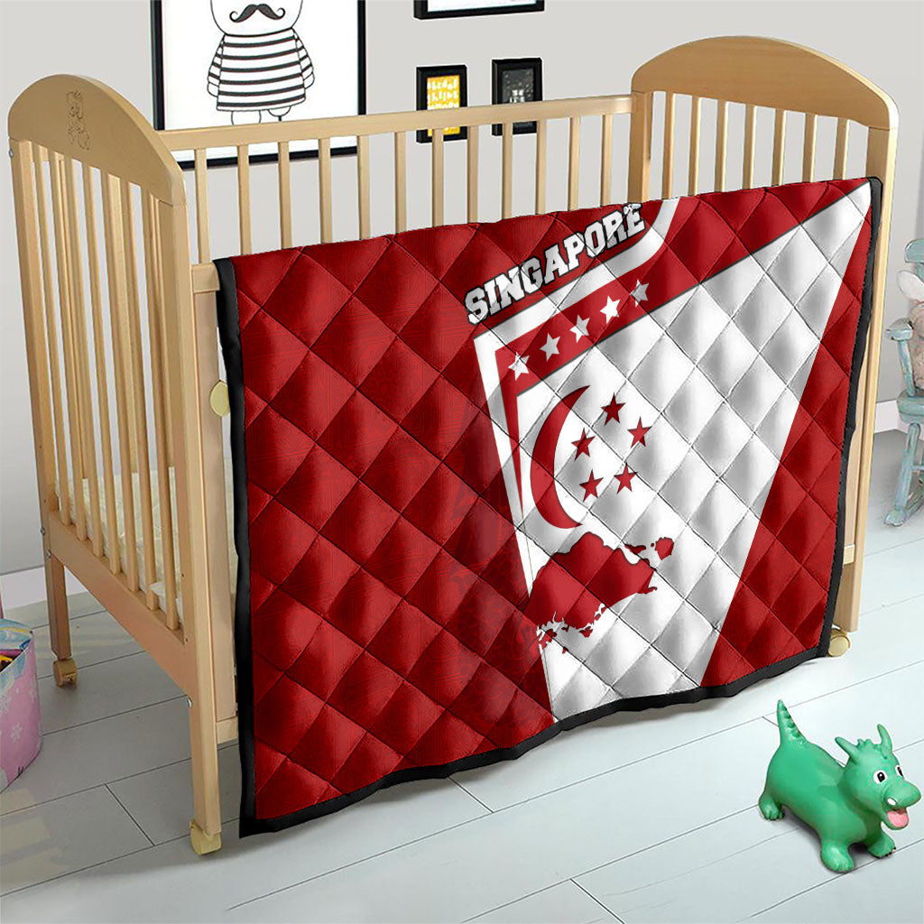 Singapore Merlion Quilt National Flag Day Patriotic Crescent Moon And Stars