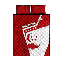 Singapore Merlion Quilt Bed Set National Flag Day Patriotic Crescent Moon And Stars